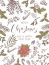 Merry Christmas and Happy New Year festive vertical holiday background